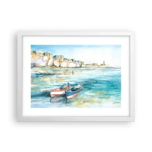 Plakat w białej ramie - Pejzaż w lazurze - 40x30 cm