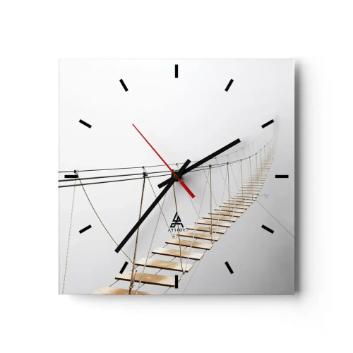Zegar ścienny - Wiszący most we mgle z perspektywy minimalizmu - 30x30cm - Dokąd cię zaprowadzi? - Nowoczesna dekoracja ścienna do salonu i sypialni ARTTOR