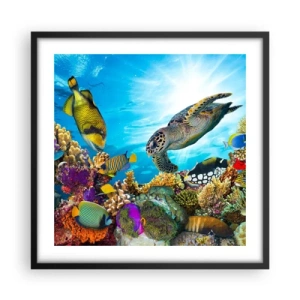 Plakat w czarnej ramie - Koralowa promenada - 50x50 cm