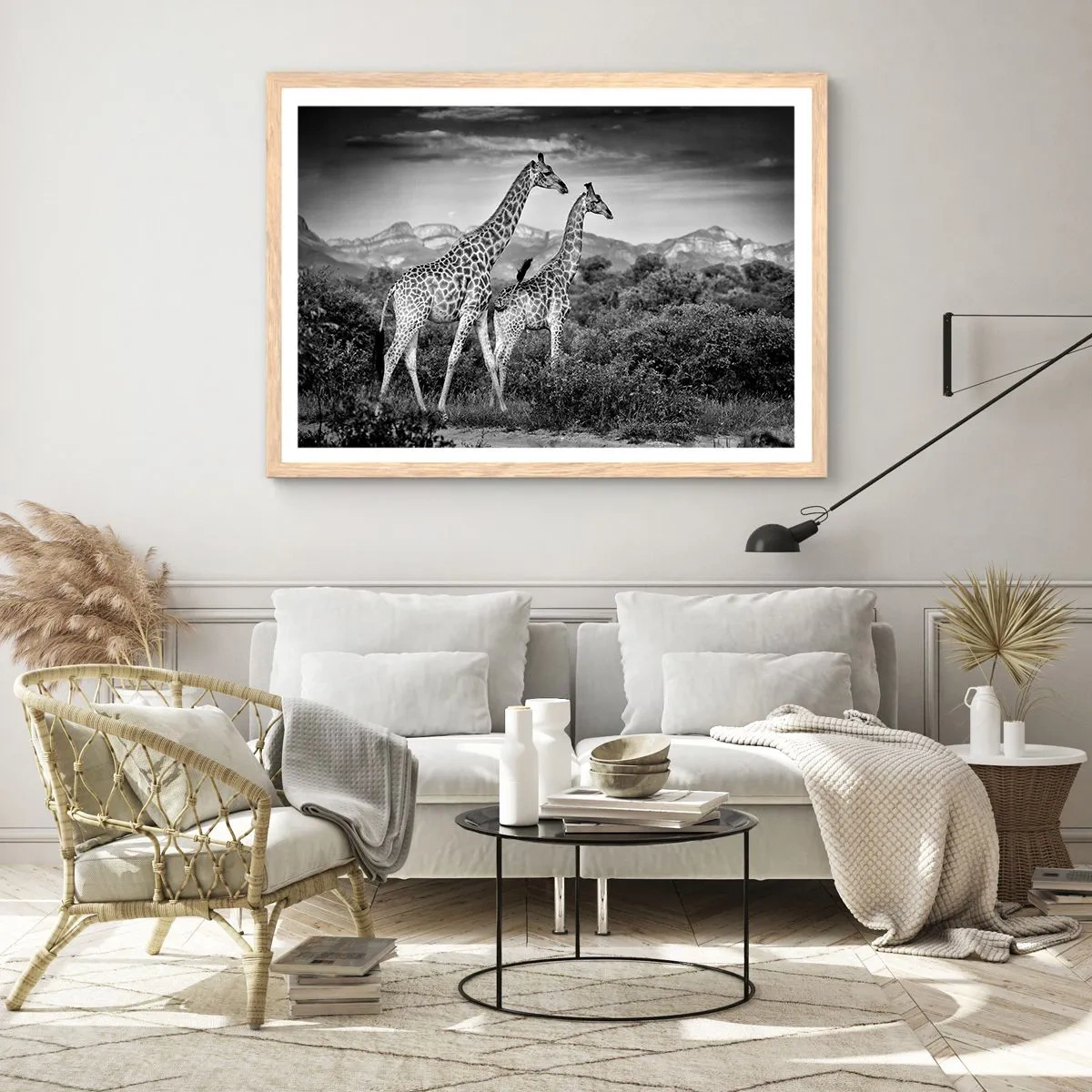 Plakat w ramie jasny dąb - Wyższe sfery w Afryce - 91x61 cm