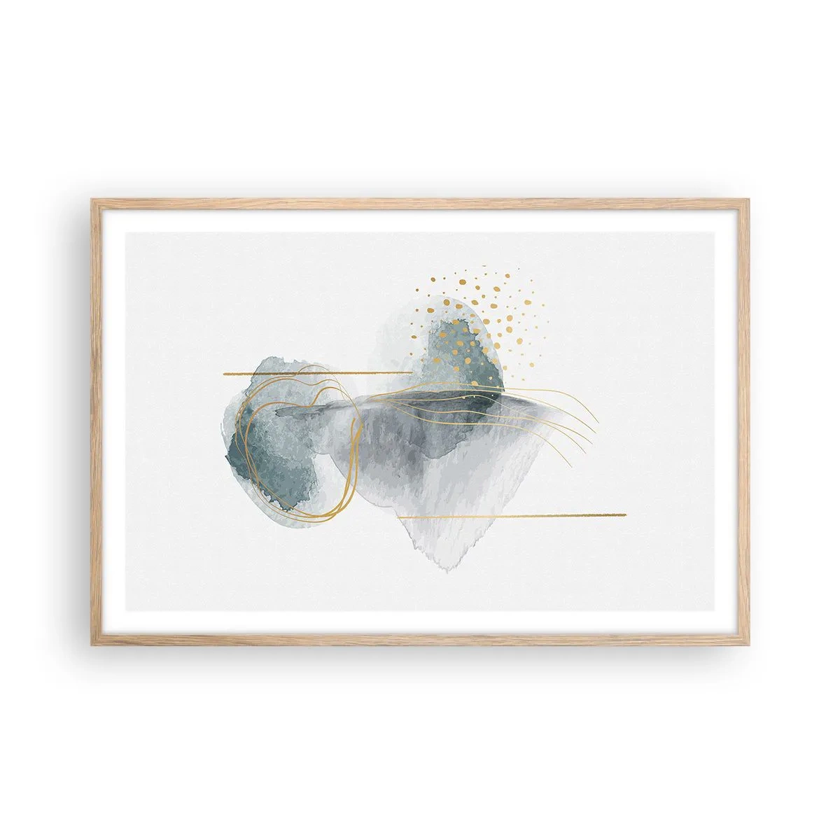 Plakat w ramie jasny dąb - O związkach szarości i złota - 91x61 cm