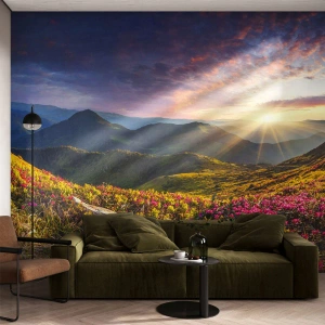 Fototapeta na wymiar Premium Canvas - Świeżość górskiego poranka - Krajobraz, Góry, Kwiaty
