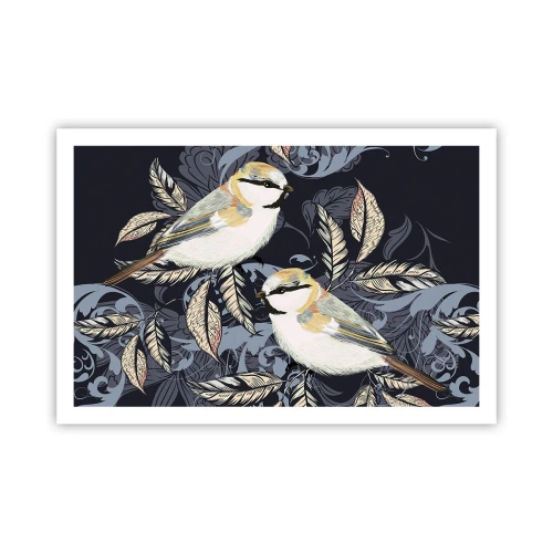 Plakat - Żółto-błękitny trel - 91x61 cm