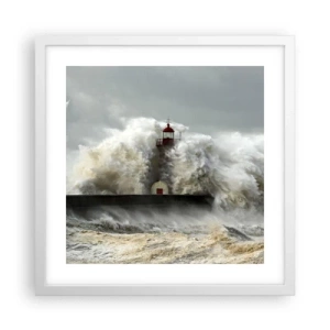 Plakat w białej ramie - Gniew oceanu - 40x40 cm
