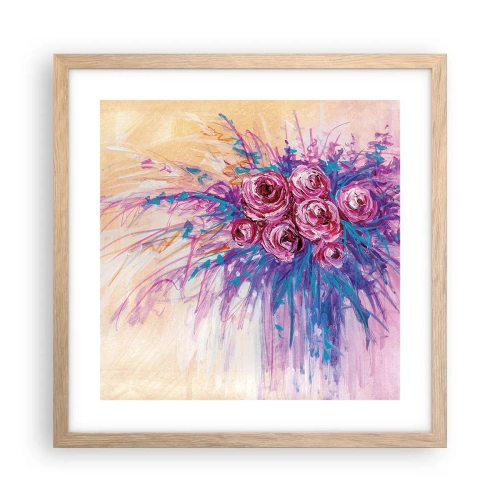 Plakat w ramie jasny dąb - Różana fontanna - 40x40 cm