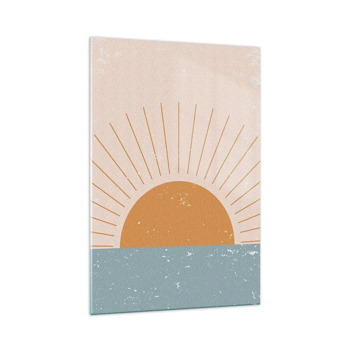 Obraz na szkle - Minimalistyczna grafika przedstawiająca wschód słońca nad linią horyzontu - 70x100cm - Codzienny cud - Nowoczesna dekoracja ścienna do salonu i sypialni ARTTOR