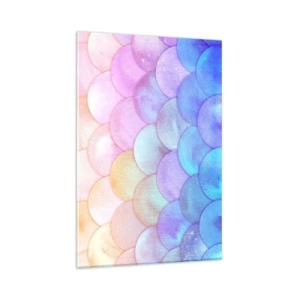Obraz na szkle - Abstrakcyjne łuski w pastelowych odcieniach - 80x120cm - Perłowa łuska - Nowoczesna dekoracja ścienna do salonu i sypialni ARTTOR