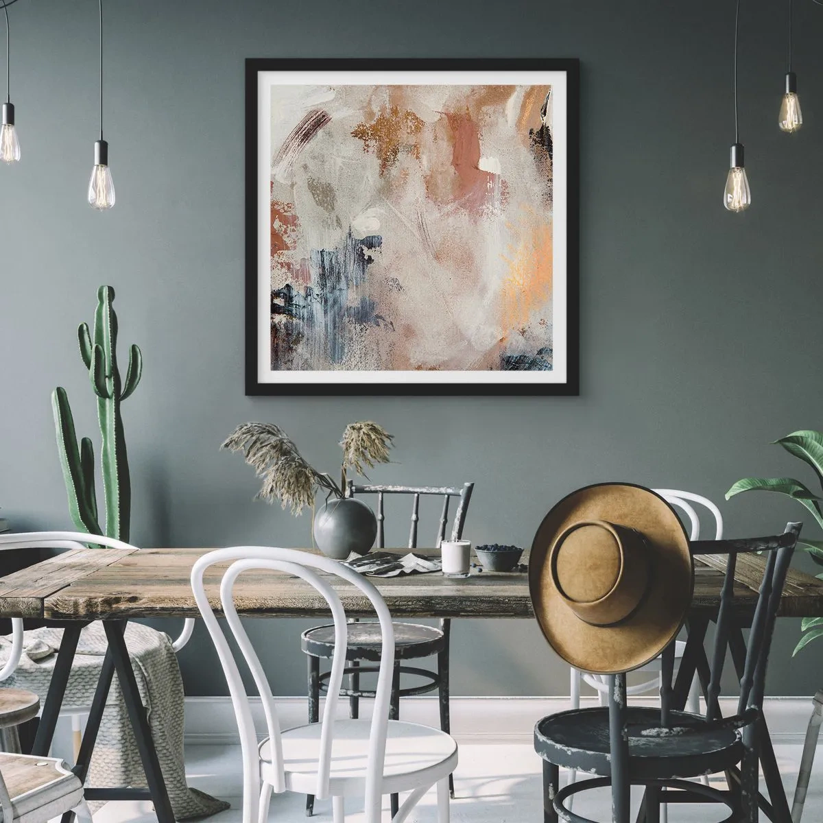Plakat w czarnej ramie - Abstrakcja zamglona - 60x60 cm