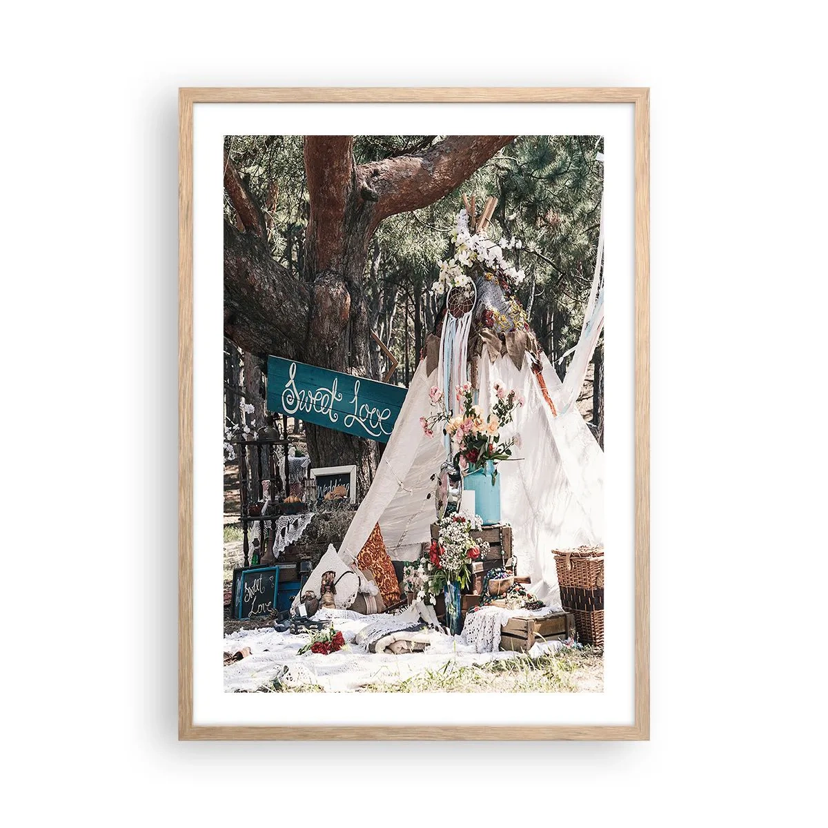 Plakat w ramie jasny dąb - Make love… - 50x70 cm