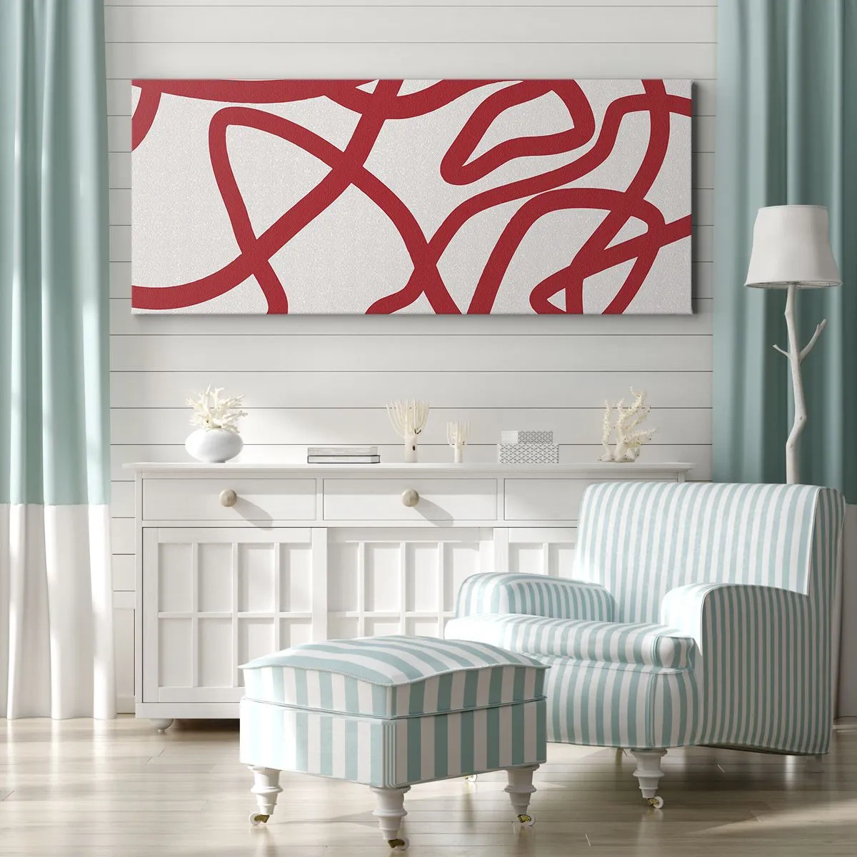 Obraz na płótnie - Czerwono na białym - 100x40 cm