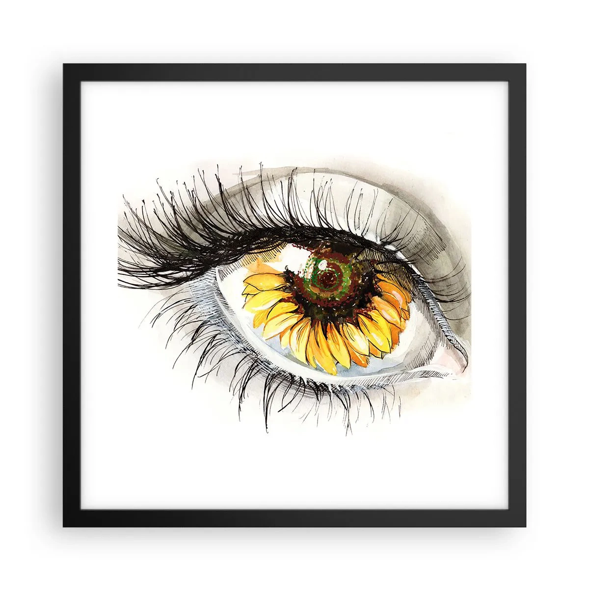 Plakat w czarnej ramie - Spojrzenie gorące jak lato - 40x40 cm