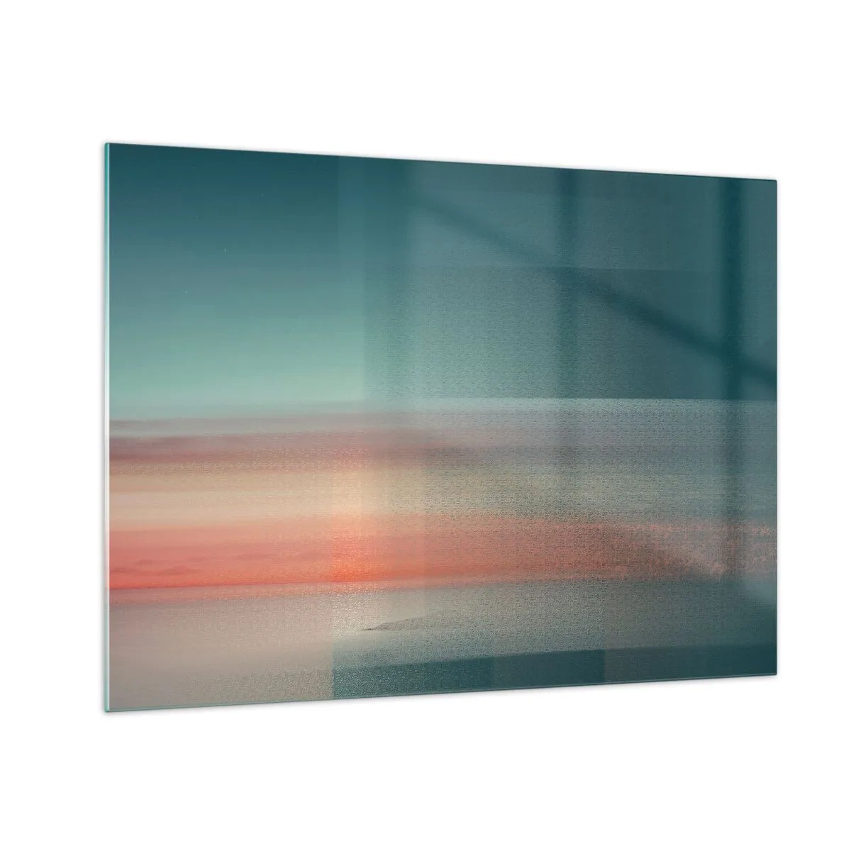 Obraz na szkle - Pastelowa abstrakcja przypominająca fale świetlne o zachodzie słońca - 70x50cm - Abstrakcja: fale światła - Nowoczesna dekoracja ścienna do salonu i sypialni ARTTOR