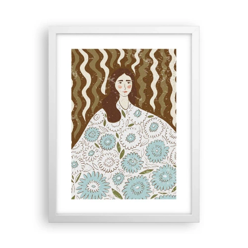 Plakat w białej ramie - Portret w kwiecistej szacie - 30x40 cm