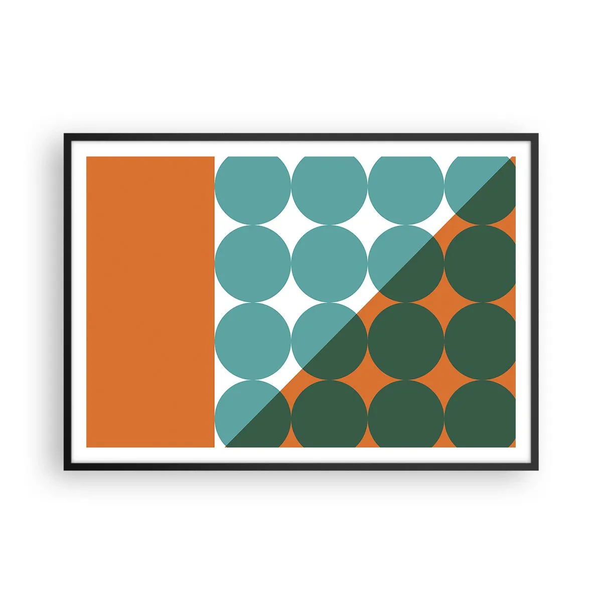 Plakat w czarnej ramie - Geometryczne wzory w kontrastowych kolorach - 100x70cm - W górę i na skos - Nowoczesna dekoracja ścienna do salonu i sypialni ARTTOR