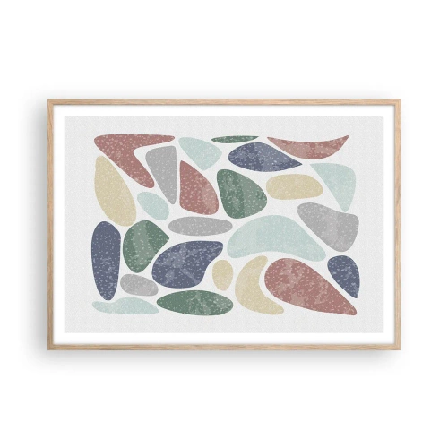 Plakat w ramie jasny dąb - Mozaika pudrowanych barw - 100x70 cm