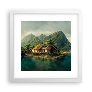 Plakat w białej ramie - Tropikalny raj - 30x30 cm
