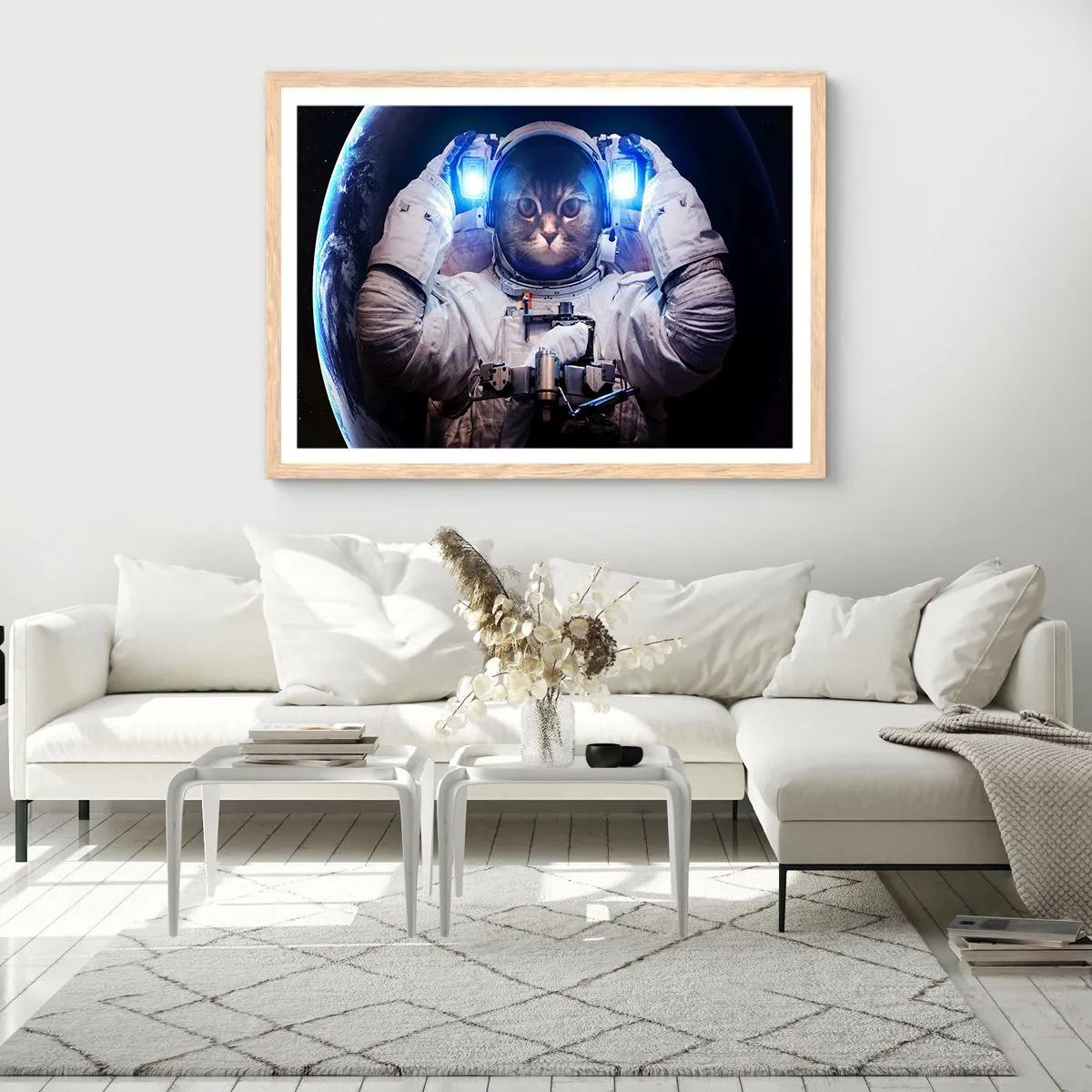 Plakat w ramie jasny dąb - Houston, macie problem - 91x61 cm