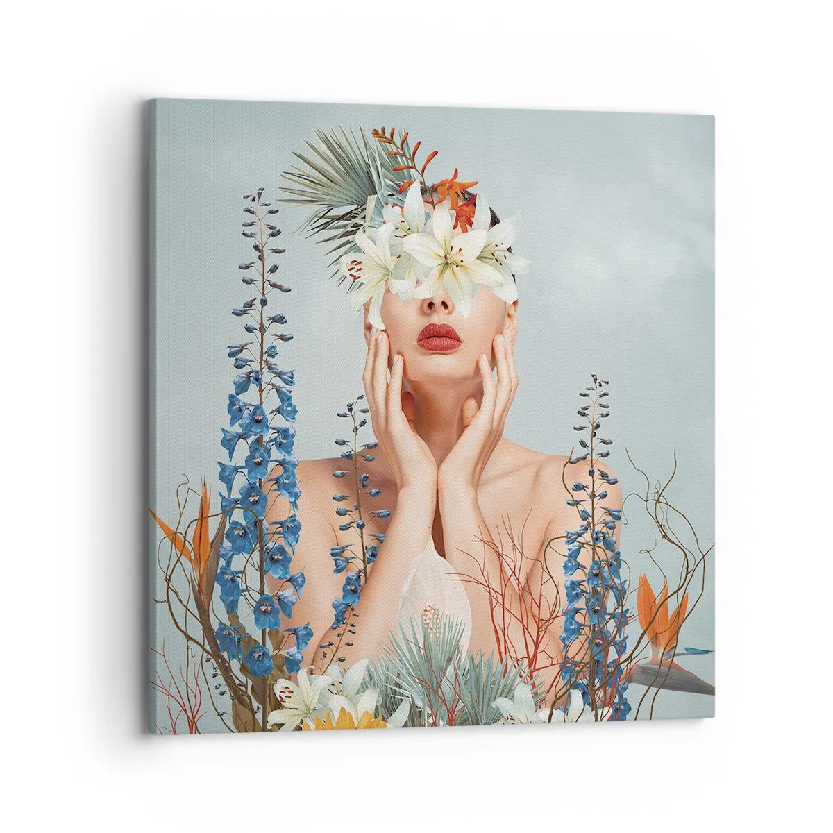 Obraz na płótnie - Kobieta – kwiat - 70x70 cm
