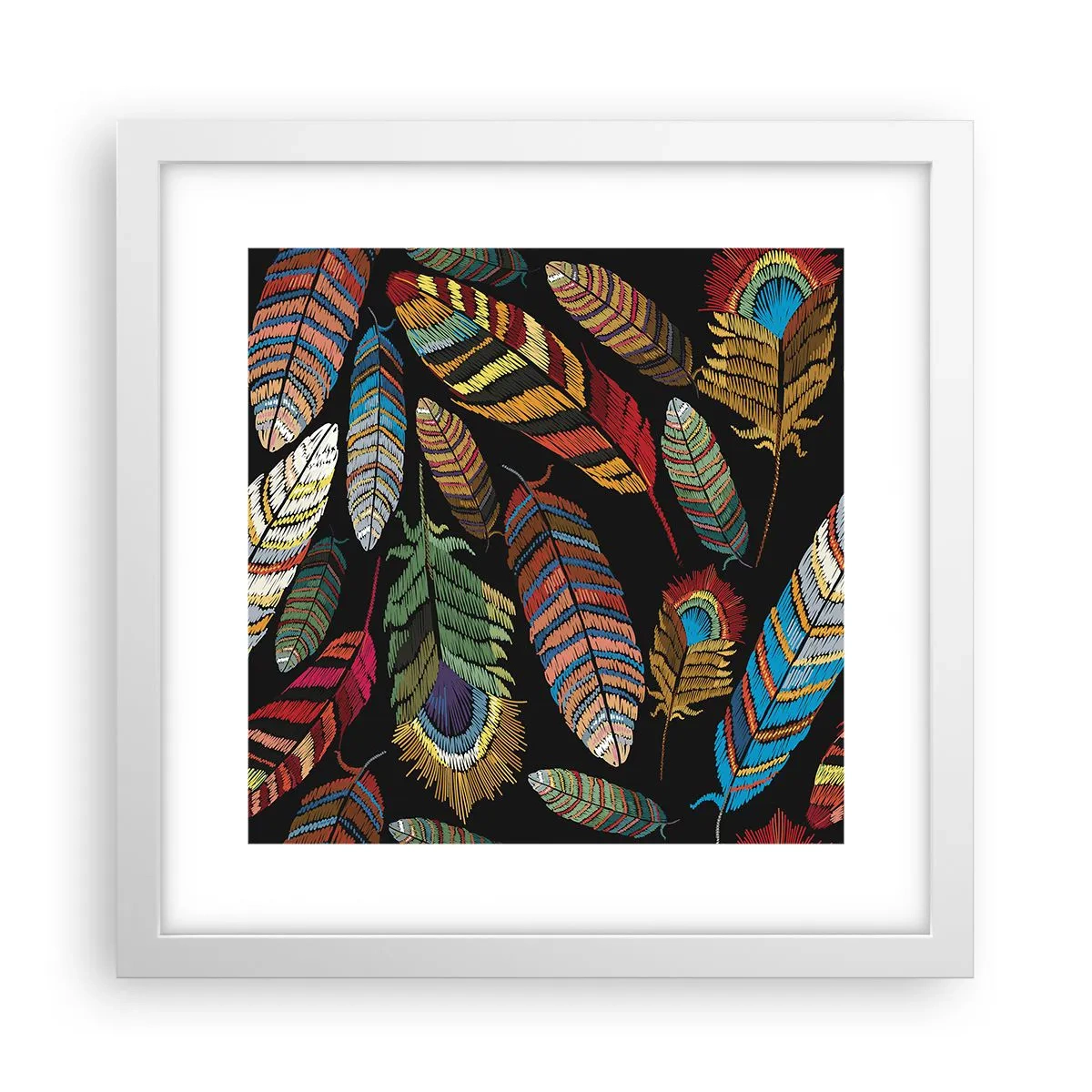 Plakat w białej ramie - Ptasi karnawał - 30x30 cm