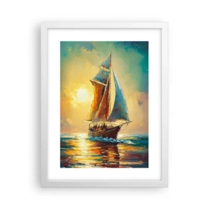 Plakat w białej ramie - Pod pełnymi żaglami - 30x40 cm