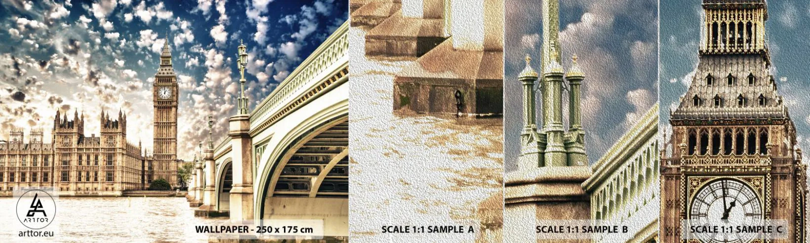 Fototapeta Próbka Premium Sand - Pierzaste obłoki nad Tamizą - Miasto, Londyn, Anglia - 100x30 cm