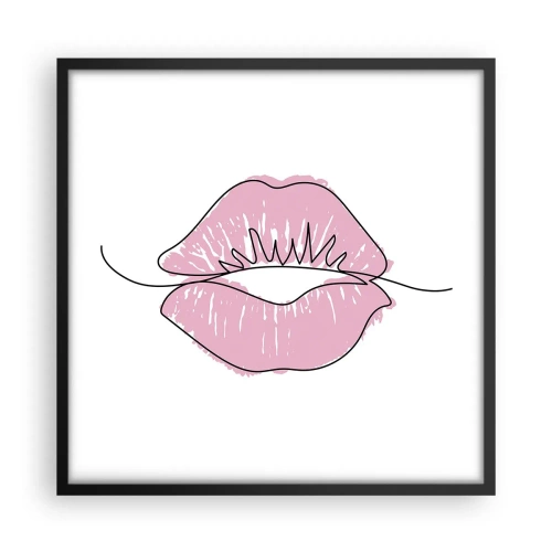 Plakat w czarnej ramie - Gotowy do pocałunku? - 50x50 cm