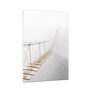 Obraz na szkle - Wiszący most we mgle prowadzący w nieznane - 50x70cm - Dokąd cię zaprowadzi? - Nowoczesna dekoracja ścienna do salonu, kuchni i sypialni ARTTOR