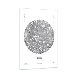 Obraz na szkle - Mapa Paryża w minimalistycznym stylu - 80x120cm - Anatomia Paryża - Nowoczesna dekoracja ścienna do salonu i sypialni ARTTOR