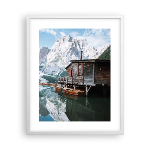 Plakat w białej ramie - Krystaliczny, górski poranek - 40x50 cm