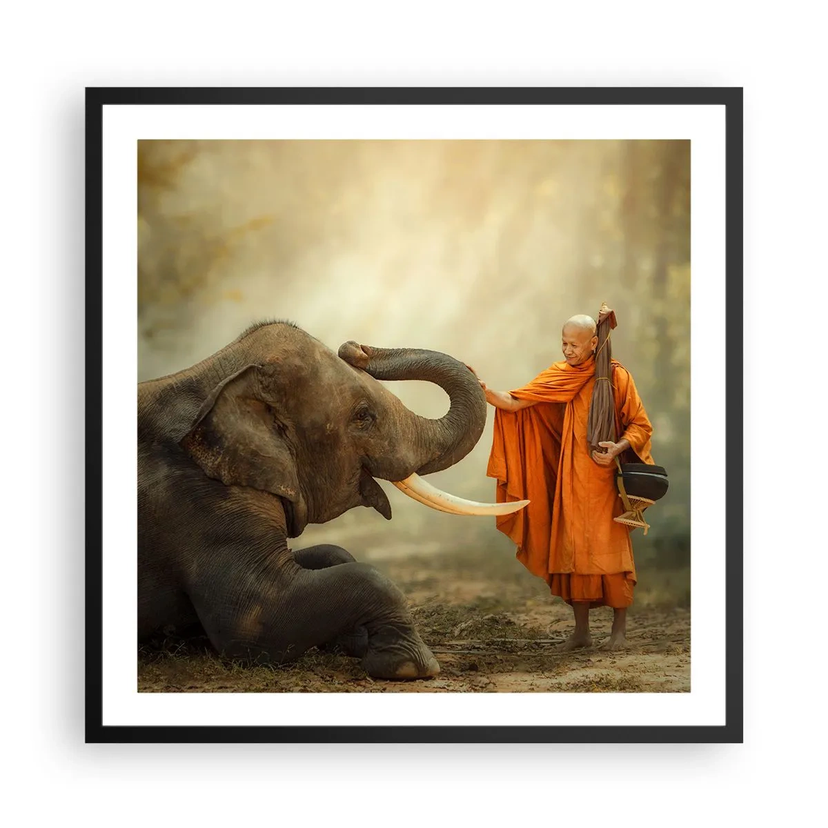 Plakat w czarnej ramie - Spotkanie w podróży - 60x60 cm