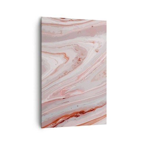Obraz na płótnie - Abstrakcyjne fale w delikatnych odcieniach różu i beżu - 80x120cm - Różowy w płynie - Nowoczesna dekoracja ścienna do salonu i sypialni ARTTOR