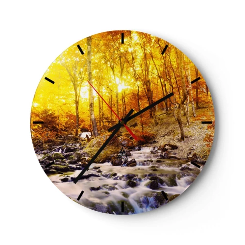 Zegar ścienny - Kamienie oprawne w złoto i platynę - 40x40 cm