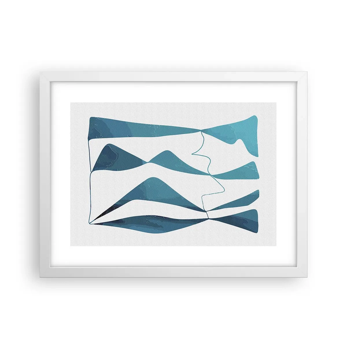 Plakat w białej ramie - Abstrakcja: turkusowy związek - 40x30 cm