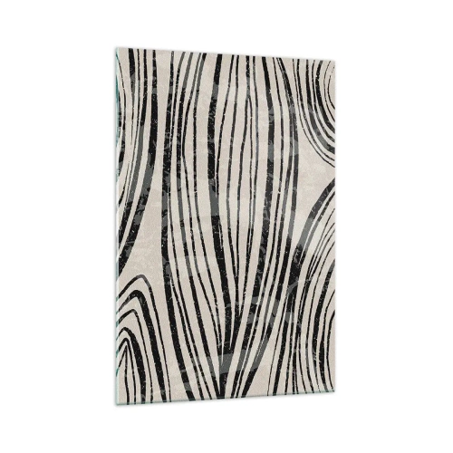 Obraz na szkle - Abstrakcyjne fale w czarno-białych odcieniach - 70x100cm - Rozlewisko linii - Nowoczesna dekoracja ścienna do salonu i sypialni ARTTOR