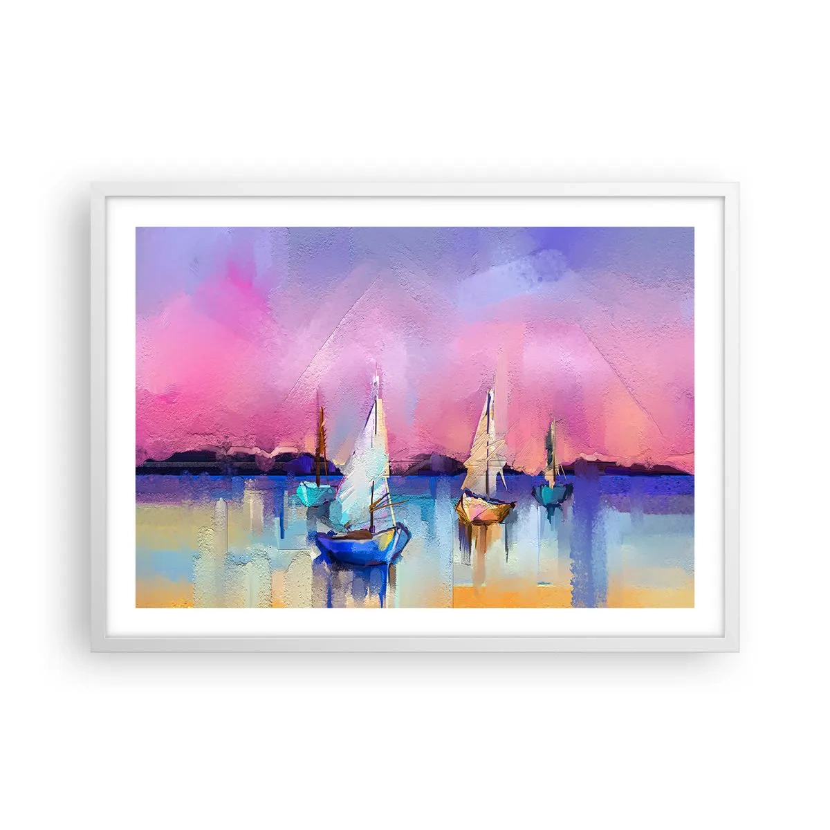 Plakat w białej ramie - Kierunek: szerokie wody - 70x50 cm