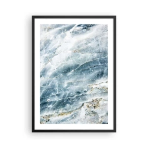 Plakat w czarnej ramie - Błękitny marmur z subtelnymi złotymi żyłkami - 50x70cm - Lodowy świat - Nowoczesna dekoracja ścienna do salonu i sypialni ARTTOR