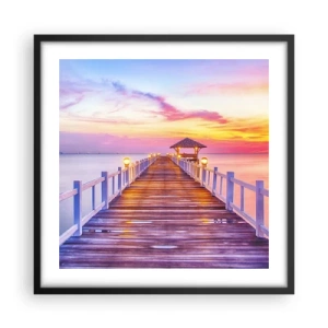 Plakat w czarnej ramie - Liliowo-złota cisza wieczoru - 50x50 cm