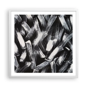 Plakat w białej ramie - Abstrakcja w duchu industrialnym - 60x60 cm