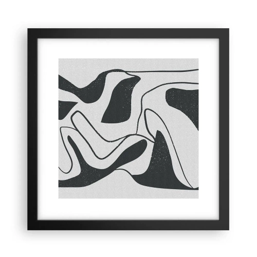 Plakat w czarnej ramie - Abstrakcyjna zabawa w labiryncie - 30x30 cm