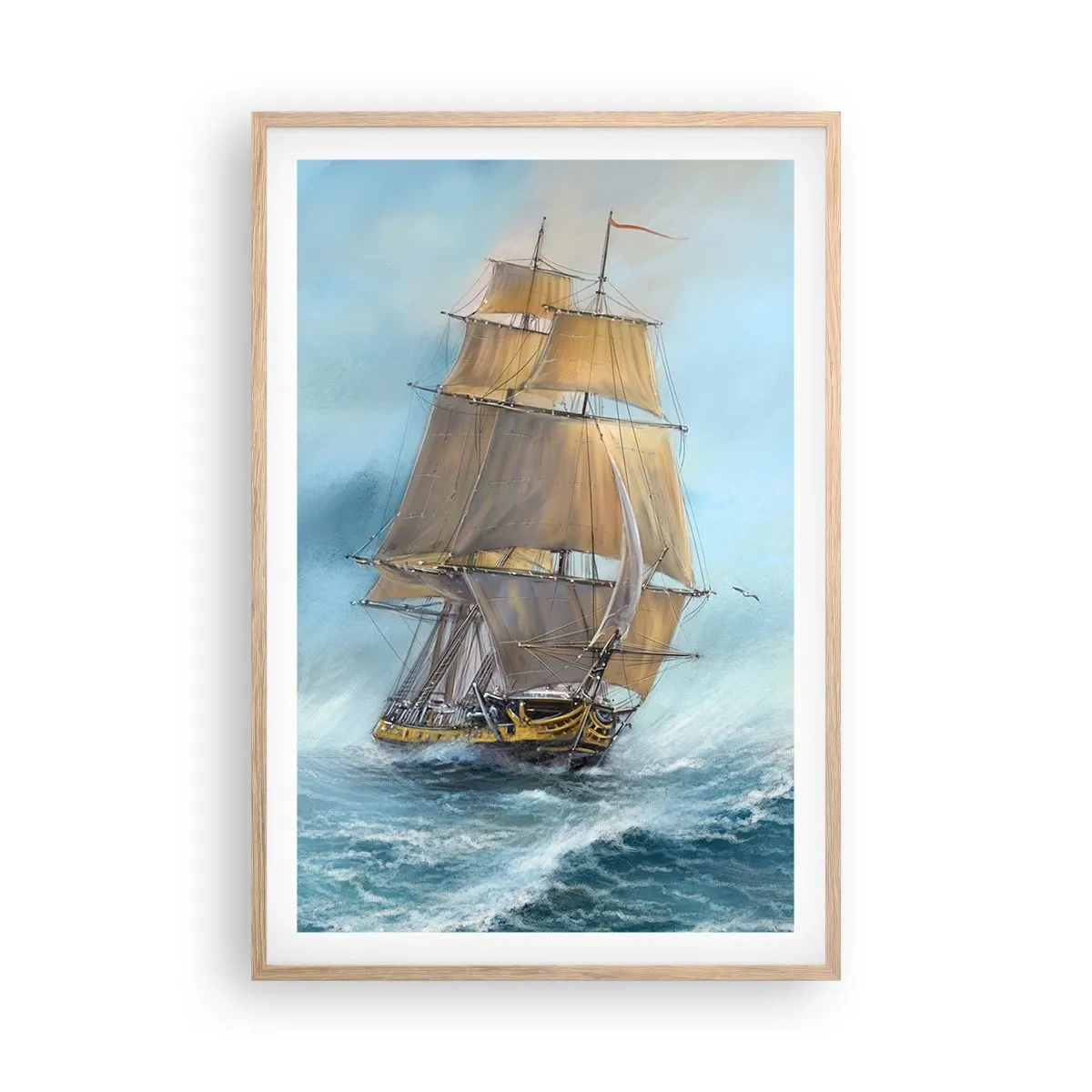 Plakat w ramie jasny dąb - Mknący po falach - 61x91 cm