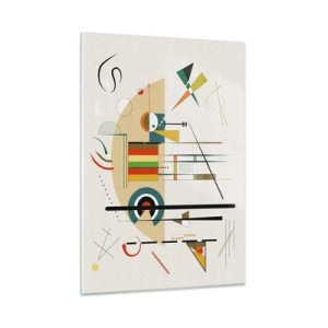 Obraz na szkle - Kolorowa abstrakcja geometryczna na jasnym tle - 50x70cm - I świat się śmieje - Nowoczesna dekoracja ścienna do salonu, kuchni i sypialni ARTTOR