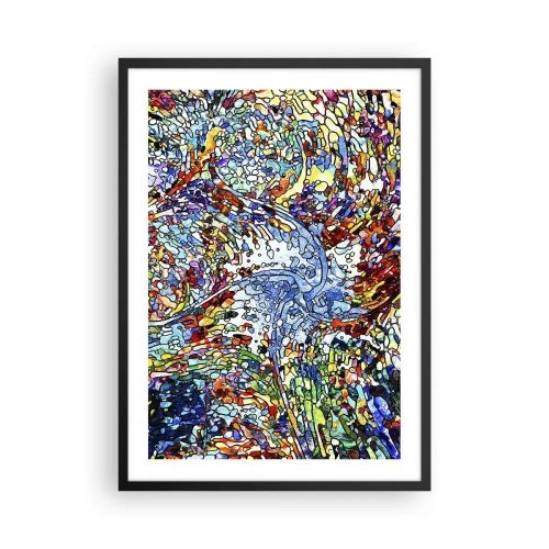 Plakat w czarnej ramie - Abstrakcyjny przepływ kolorów i struktur - 50x70cm - Witraż kroplisty - Nowoczesna dekoracja ścienna do salonu i sypialni ARTTOR