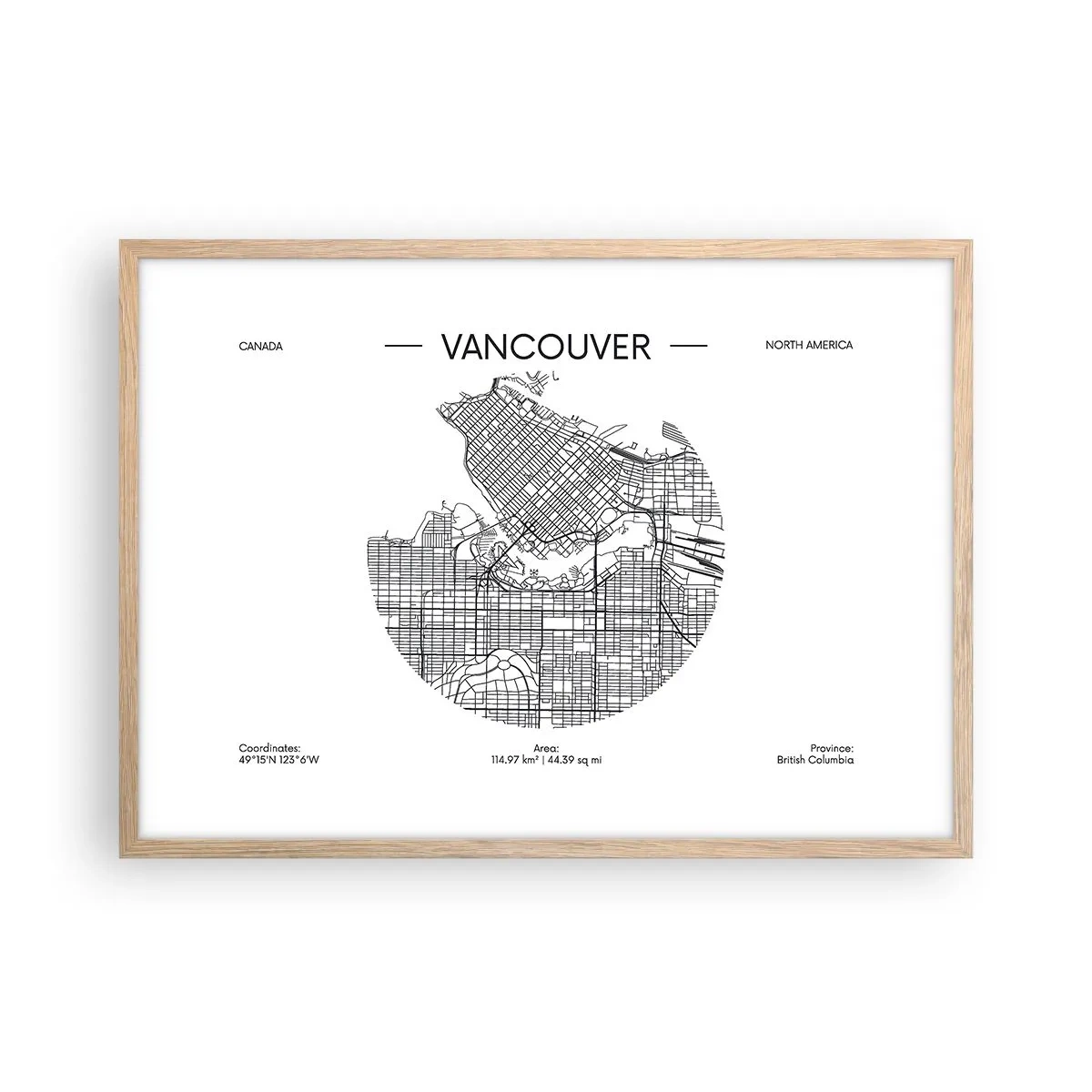Plakat w ramie jasny dąb - Anatomia Vancouver - 70x50 cm