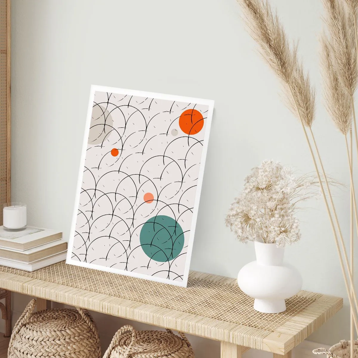 Plakat - Nowoczesna abstrakcja geometryczna z kolorowymi akcentami - 50x70cm - W pop-artowym duchu - Nowoczesna dekoracja ścienna do salonu, kuchni i sypialni ARTTOR