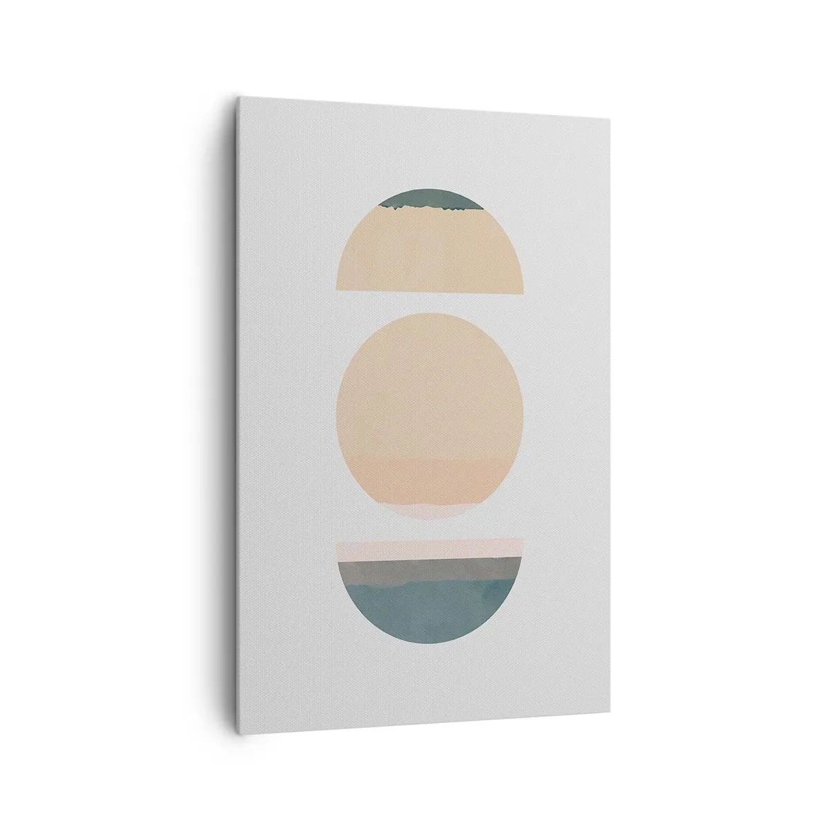 Obraz na płótnie - Abstrakcyjne kształty geometryczne w pastelowych kolorach - 80x120cm - Koło za kołem - Nowoczesna dekoracja ścienna do salonu i sypialni ARTTOR