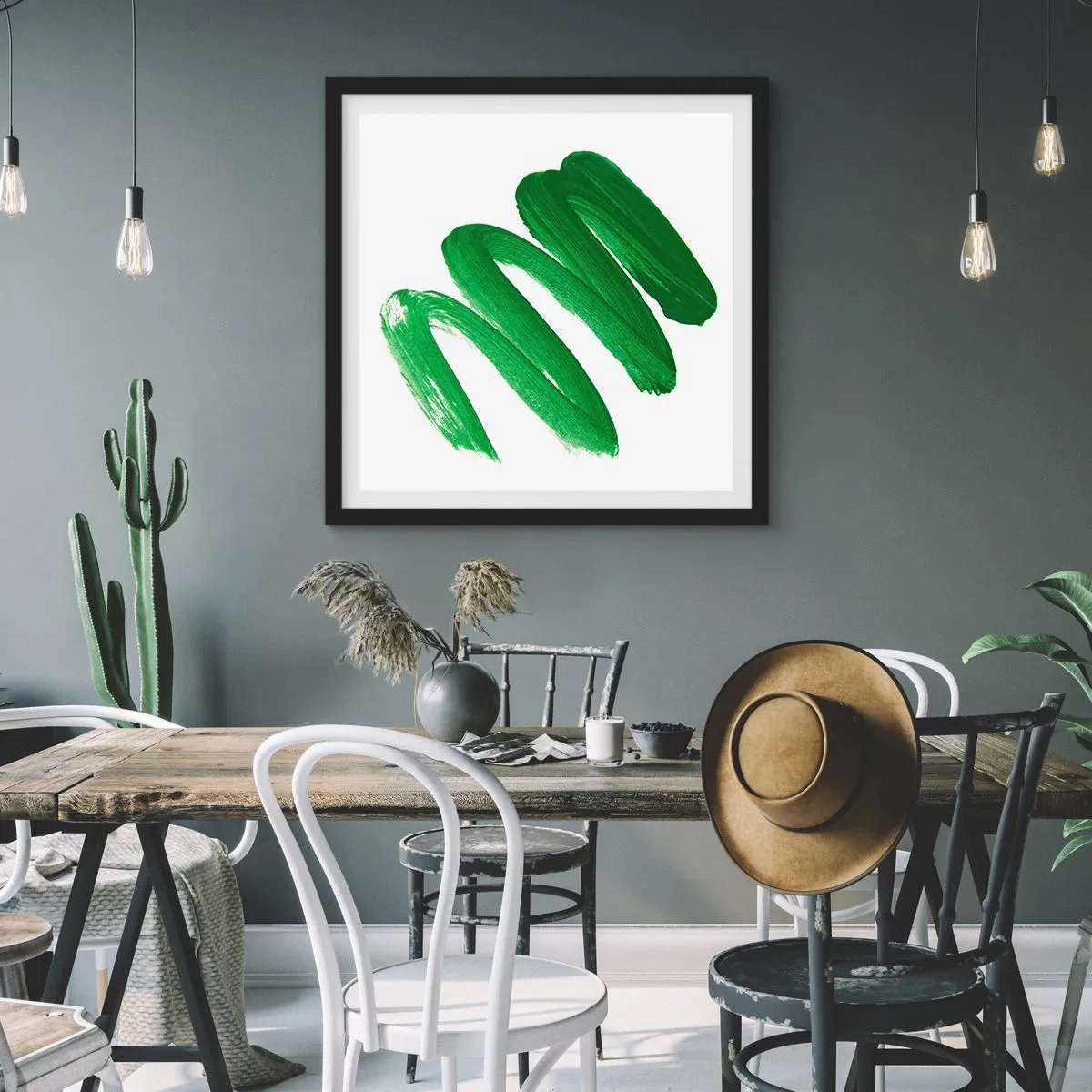 Plakat w czarnej ramie - Zielony żart - 50x50 cm