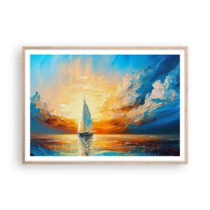 Plakat w ramie jasny dąb - Żegluga w złocie - 100x70 cm