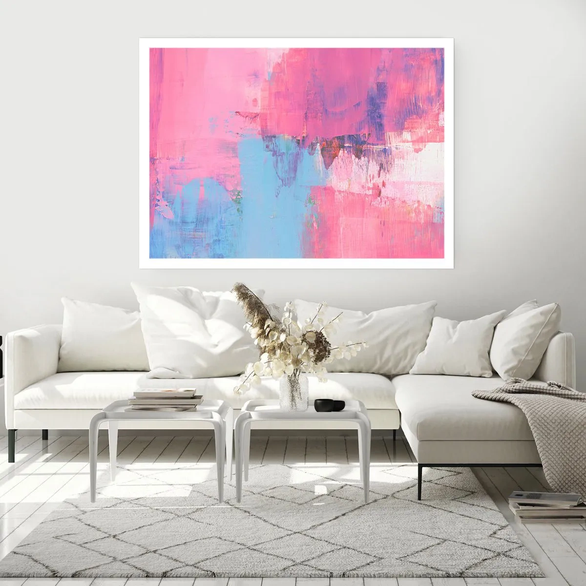 Plakat - Róż, błękit i szczypta światła - 91x61 cm
