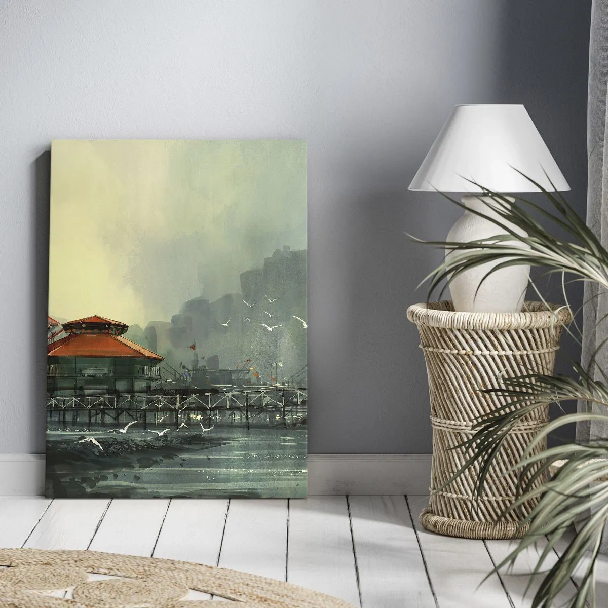 Obraz na płótnie - Słotny dzień w porcie - 45x80 cm