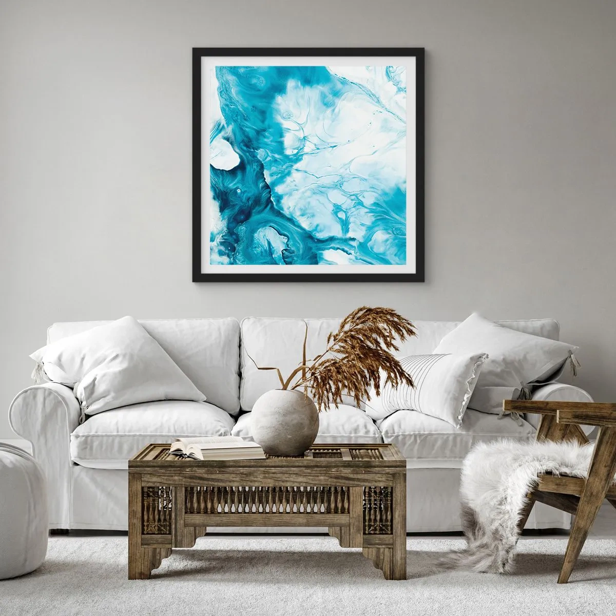 Plakat w czarnej ramie - Koncert błękitu - 50x50 cm